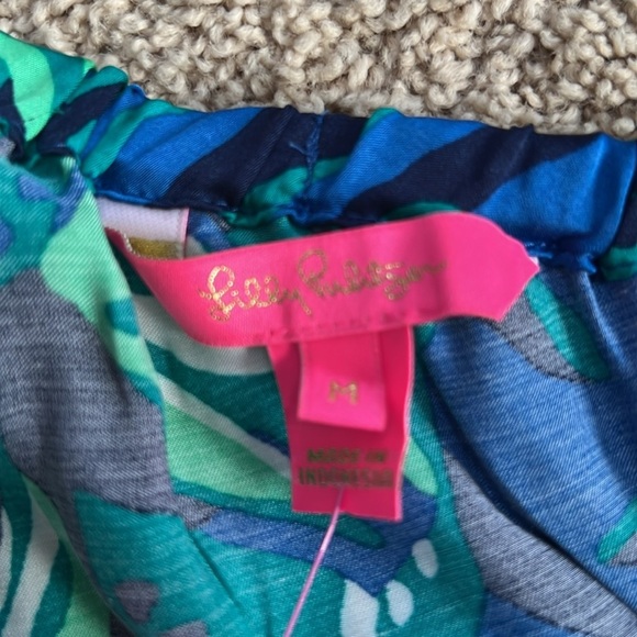 New! Lilly pulitzer medium, one shoulder top in indigo breeze. - Picture 9 of 12